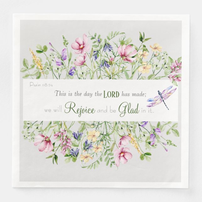 Elegant Bible Verse Botanical Watercolor Napkin (Front)