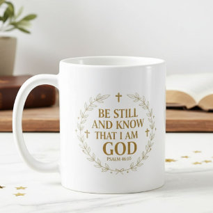 Elegant Bible Verse Gold Wreath Christian Quote Coffee Mug