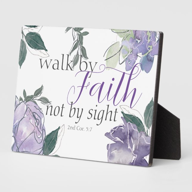 Elegant Bible Verse Walk By Faith Not By Sight Plaque (Side)