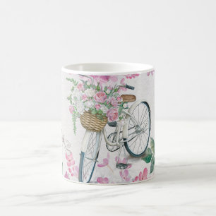 Elegant Bicycle and Flowers Coffee Mug