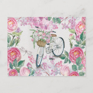 Elegant Bicycle and Flowers Postcard