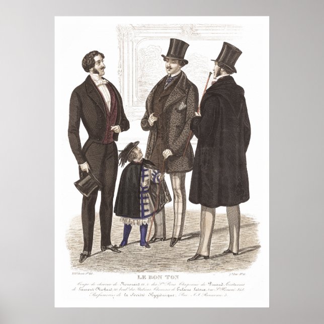 Elegant Biedermeier Gentlemen in Top Hats Poster (Front)