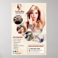 Elegant Biege Hair Stylist Salon Makeup Waxing