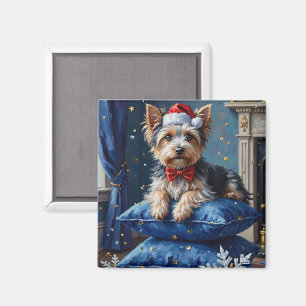 Elegant Biewer Terrier Dog Velvet Christmas Magnet