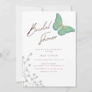 Elegant Big Butterfly & Wildflower Bridal Shower Invitation