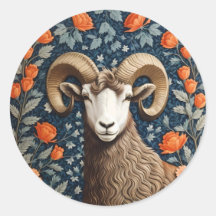 Elegant Big Horn Sheep William Morris Inspired 