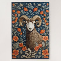 Elegant Big Horn Sheep William Morris Inspired 