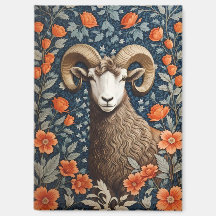 Elegant Big Horn Sheep William Morris Inspired 