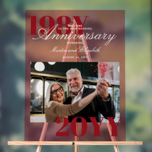Elegant Big Numbers 40th Wedding Anniversary Photo Acrylic Sign