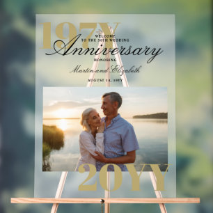 Elegant Big Numbers 50th Wedding Anniversary Photo Acrylic Sign