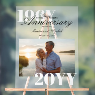 Elegant Big Numbers 60th Wedding Anniversary Photo Acrylic Sign