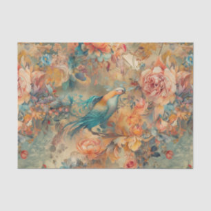 Elegant Bird and Flowers Tissue Paper