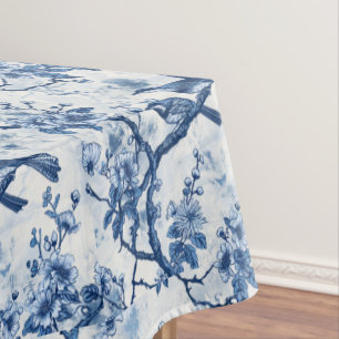Elegant Bird and Tree Chinoiserie Table Cover Tablecloth