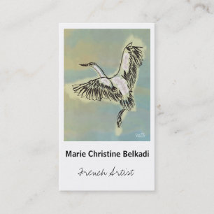 Elegant Bird Flying Art Handrawn Thank You Script Business Card