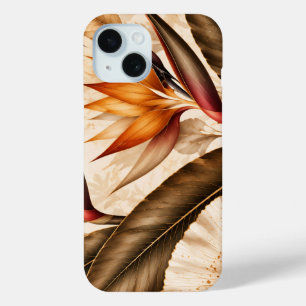 Elegant Bird of Paradise & Ginkgo Botanical Artwor iPhone 15 Case