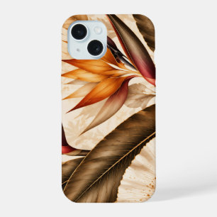 Elegant Bird of Paradise & Ginkgo Botanical Artwor iPhone 15 Case