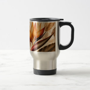 Elegant Bird of Paradise & Ginkgo Botanical Artwor Travel Mug