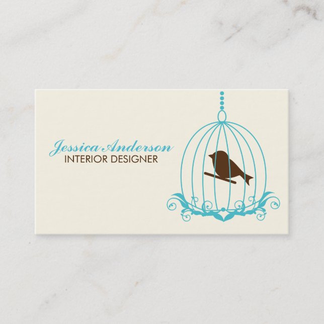 Elegant Birdcage Business Card (Front)