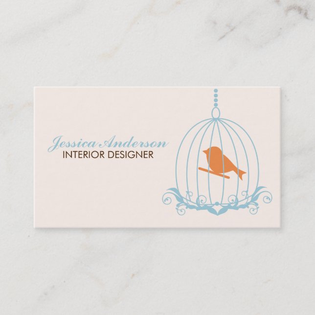 Elegant Birdcage Business Card (Front)