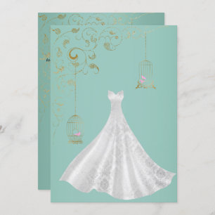 ELEGANT Birdcage Simple Wedding  dress Green Invitation