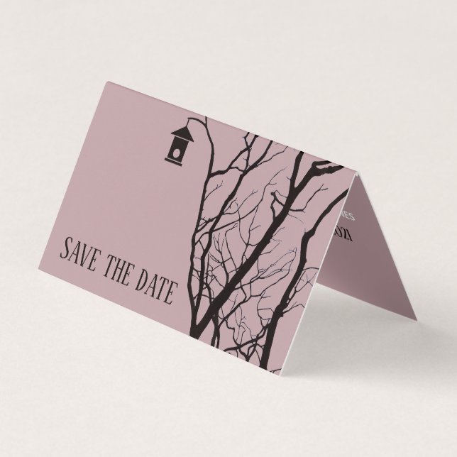 Elegant Birdhouse, Photo Save The Date Card (Front)