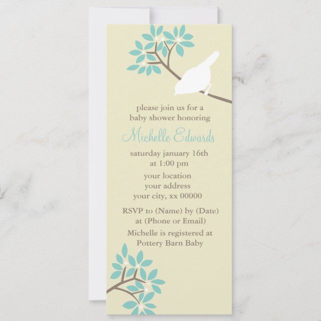 Elegant Birds Baby Shower Invitation (Front)