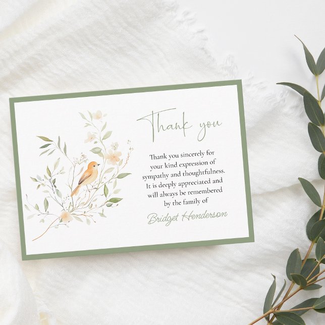 Elegant Birds Funeral Thank You Card (Creator Uploaded)