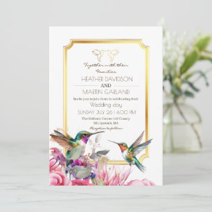 Elegant Birds Gold Garden Spring Floral Wedding Invitation