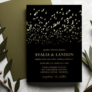 Elegant Birds of a Feather Black and Gold Wedding