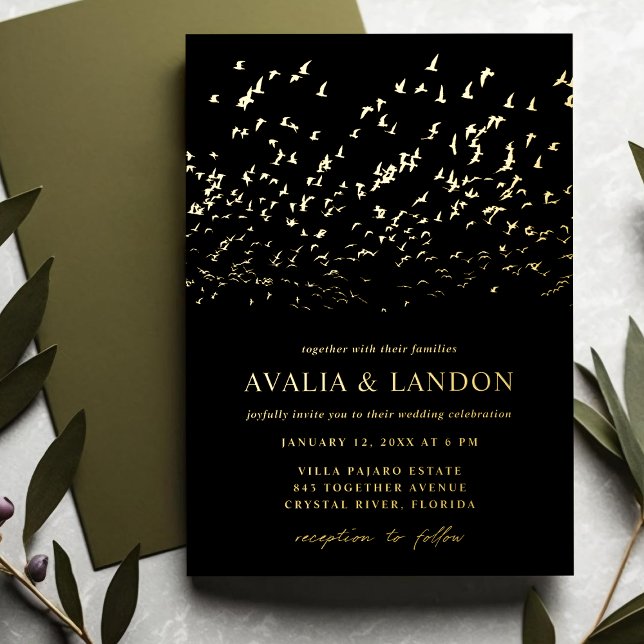 Elegant Birds of a Feather Black and Gold Wedding (Creator Uploaded)