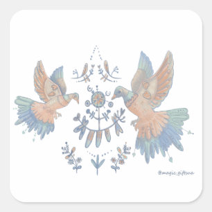 elegant birds square sticker