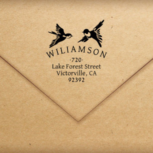 Elegant Birds Vintage Family Return Address Self-inking Stamp