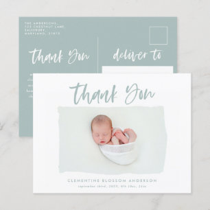 Elegant birth announcement photo thank you
