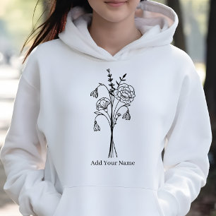 Elegant Birth Flower Bouquet Wildflower Customised Hoodie