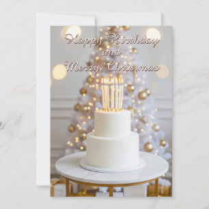 Elegant Birthday and Christmas Greeting Holiday Card