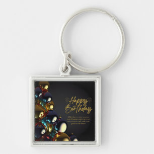Elegant Birthday Blessings Key Ring