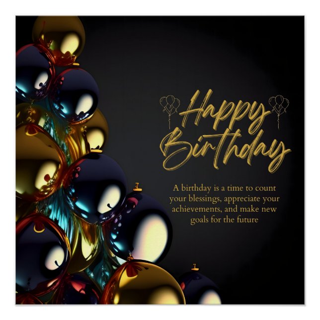 Elegant Birthday Blessings Poster (Front)