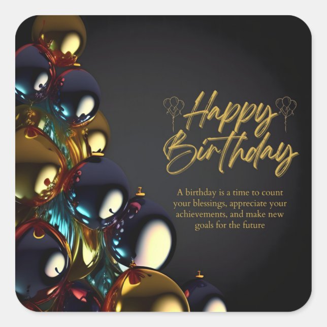 Elegant Birthday Blessings Square Sticker (Front)