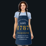 Elegant Birthday Blue Gold Baking Apron<br><div class="desc">Any Birthday Any Year Blue Gold apron.</div>