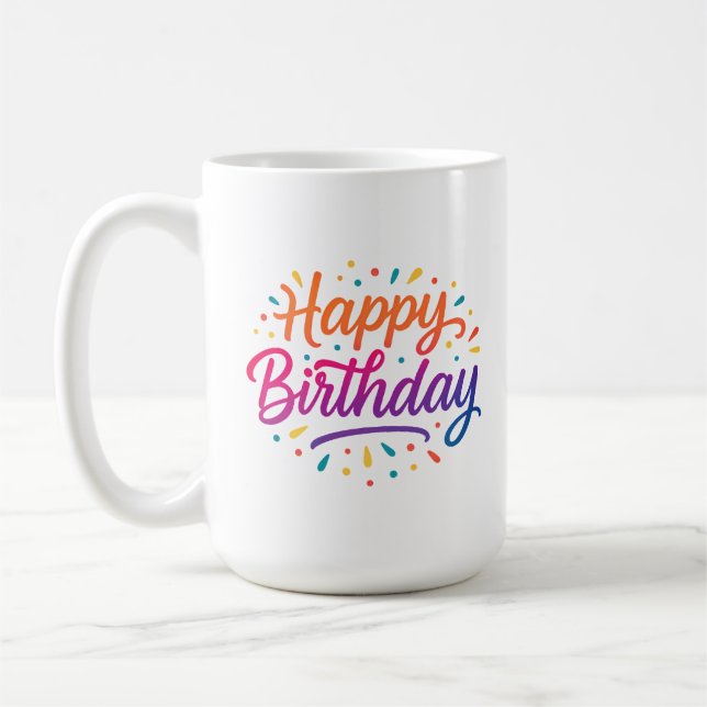 Elegant Birthday Calligraphy Design Coffee Mug (Left)