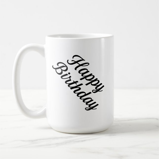 Elegant Birthday Calligraphy Design Coffee Mug (Left)
