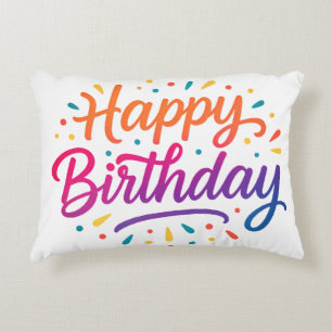Elegant Birthday Calligraphy Design Decorative Cushion