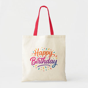 Elegant Birthday Calligraphy Design Tote Bag