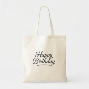 Elegant Birthday Calligraphy Design Tote Bag