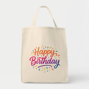 Elegant Birthday Calligraphy Design Tote Bag