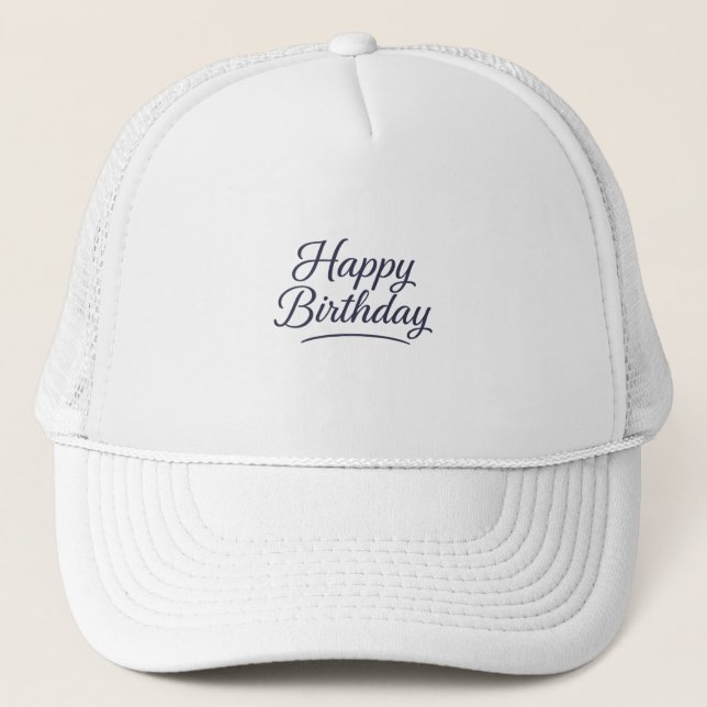 Elegant Birthday Calligraphy Design Trucker Hat (Front)
