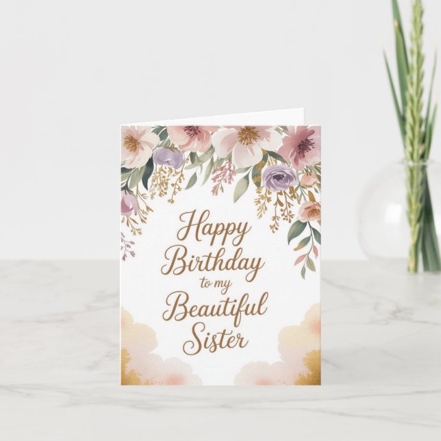 Elegant Birthday Card for Sister (Front)