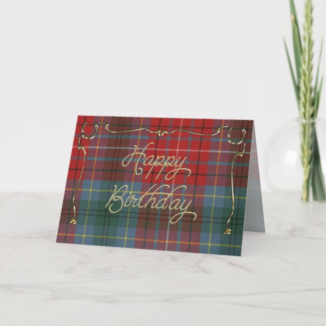 Elegant Birthday Card on British Columbia Tartan (Front)