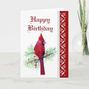 Elegant  Birthday,Cardinal, Bird, Nature Card