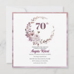 Elegant birthday celebration  floral glitter 70th  invitation<br><div class="desc">Elegant birthday celebration  floral glitter 70th</div>